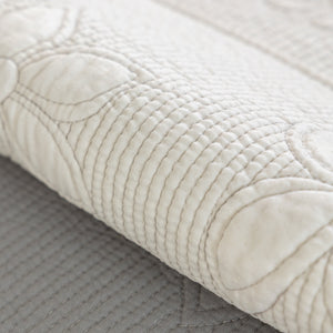 Floral Cotton Quilted Sofa Cover, Non-Slip Couch Protector with Scalloped Edges