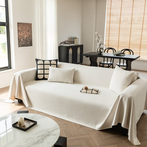 Herringbone Textured Sofa Throw Blanket, Durable Pet Friendly Modern Couch Slipcover