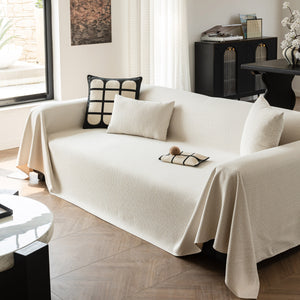 Herringbone Textured Sofa Throw Blanket, Durable Pet Friendly Modern Couch Slipcover