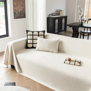 Herringbone Textured Sofa Throw Blanket, Durable Pet Friendly Modern Couch Slipcover