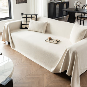 Herringbone Textured Sofa Throw Blanket, Durable Pet Friendly Modern Couch Slipcover