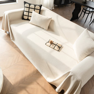 Herringbone Textured Sofa Throw Blanket, Durable Pet Friendly Modern Couch Slipcover