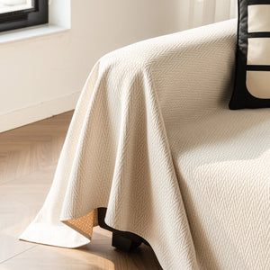 Herringbone Textured Sofa Throw Blanket, Durable Pet Friendly Modern Couch Slipcover