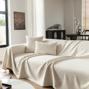 Herringbone Textured Sofa Throw Blanket, Durable Pet Friendly Modern Couch Slipcover