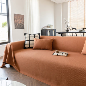 Herringbone Textured Sofa Throw Blanket, Durable Pet Friendly Modern Couch Slipcover