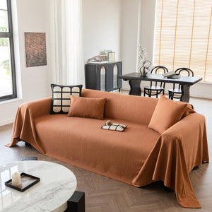 Herringbone Textured Sofa Throw Blanket, Durable Pet Friendly Modern Couch Slipcover