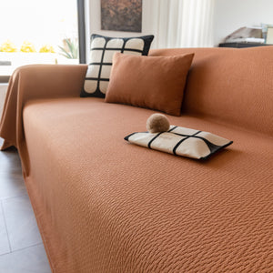 Herringbone Textured Sofa Throw Blanket, Durable Pet Friendly Modern Couch Slipcover