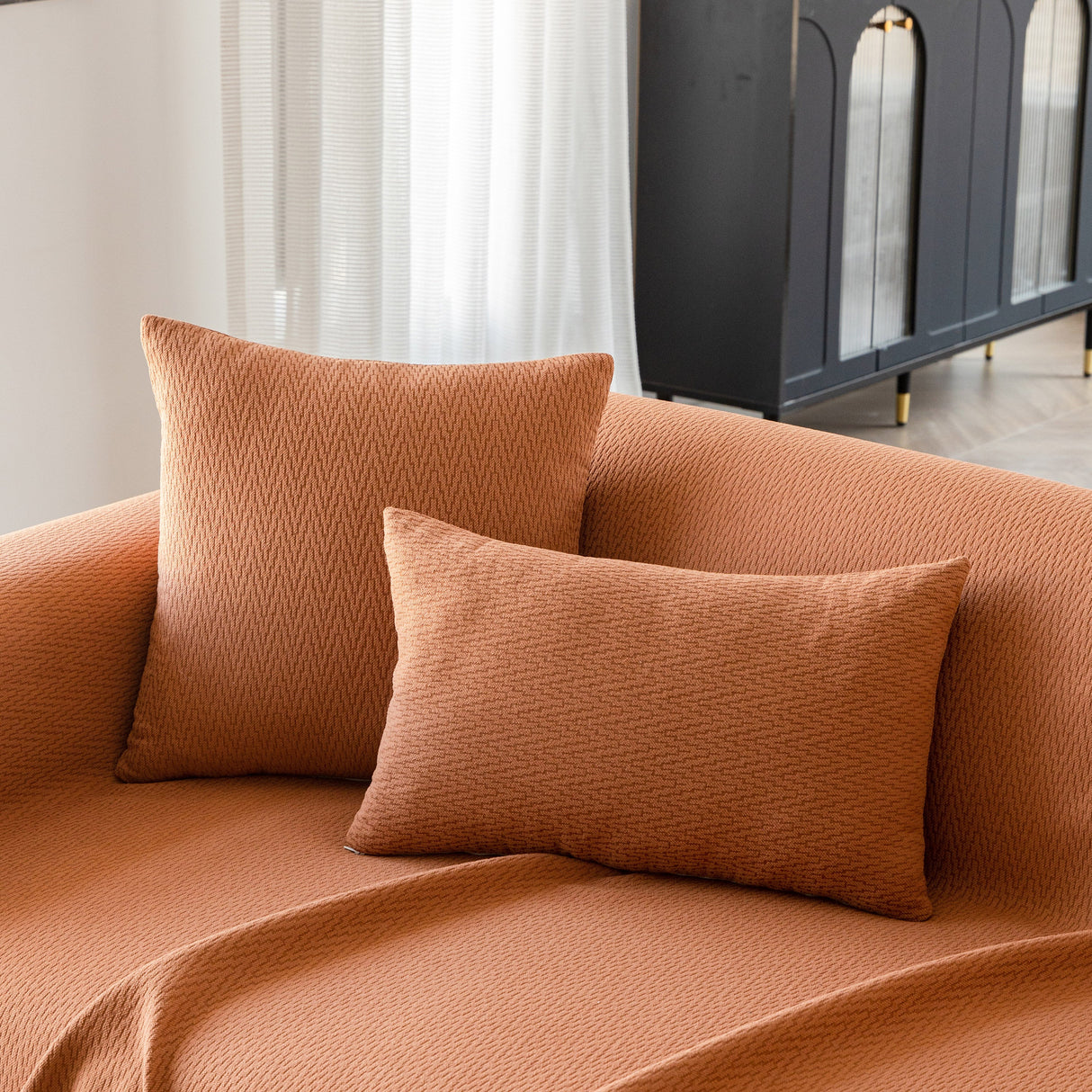 Herringbone Textured Sofa Throw Blanket, Durable Pet Friendly Modern Couch Slipcover