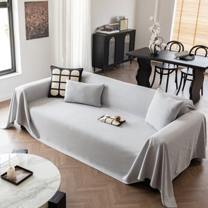 Herringbone Textured Sofa Throw Blanket, Durable Pet Friendly Modern Couch Slipcover