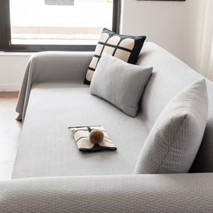 Herringbone Textured Sofa Throw Blanket, Durable Pet Friendly Modern Couch Slipcover