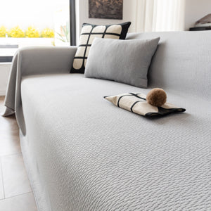 Herringbone Textured Sofa Throw Blanket, Durable Pet Friendly Modern Couch Slipcover