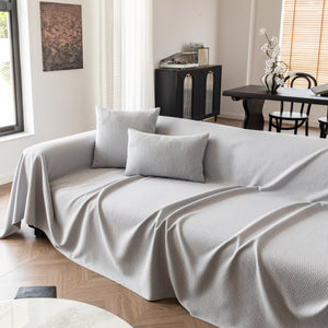 Herringbone Textured Sofa Throw Blanket, Durable Pet Friendly Modern Couch Slipcover