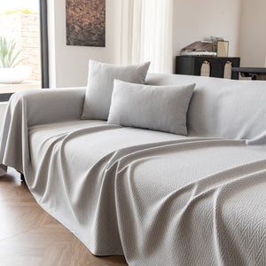 Herringbone Textured Sofa Throw Blanket, Durable Pet Friendly Modern Couch Slipcover