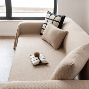 Herringbone Textured Sofa Throw Blanket, Durable Pet Friendly Modern Couch Slipcover