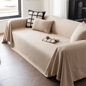 Herringbone Textured Sofa Throw Blanket, Durable Pet Friendly Modern Couch Slipcover