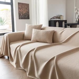 Herringbone Textured Sofa Throw Blanket, Durable Pet Friendly Modern Couch Slipcover