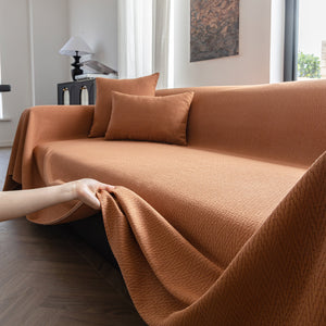 Herringbone Textured Sofa Throw Blanket, Durable Pet Friendly Modern Couch Slipcover