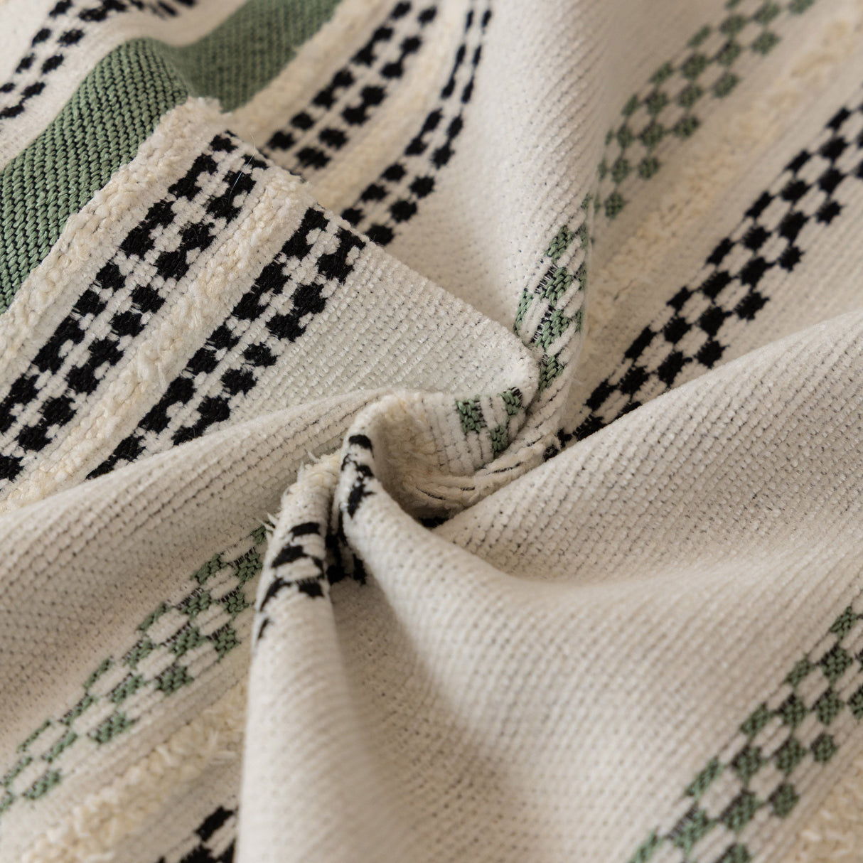 Boho Striped Couch Cover with Sheer Ruffle Skirt, Decorative Couch Throw Blanket