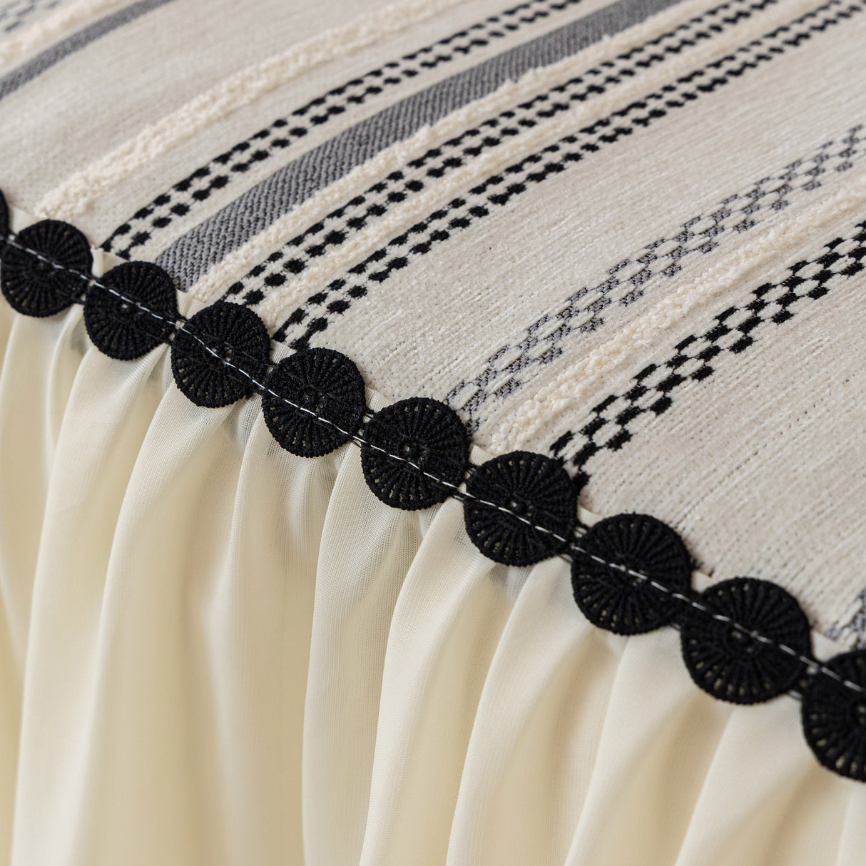 Boho Striped Couch Cover with Sheer Ruffle Skirt, Decorative Couch Throw Blanket