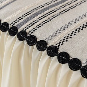 Boho Striped Couch Cover with Sheer Ruffle Skirt, Decorative Couch Throw Blanket