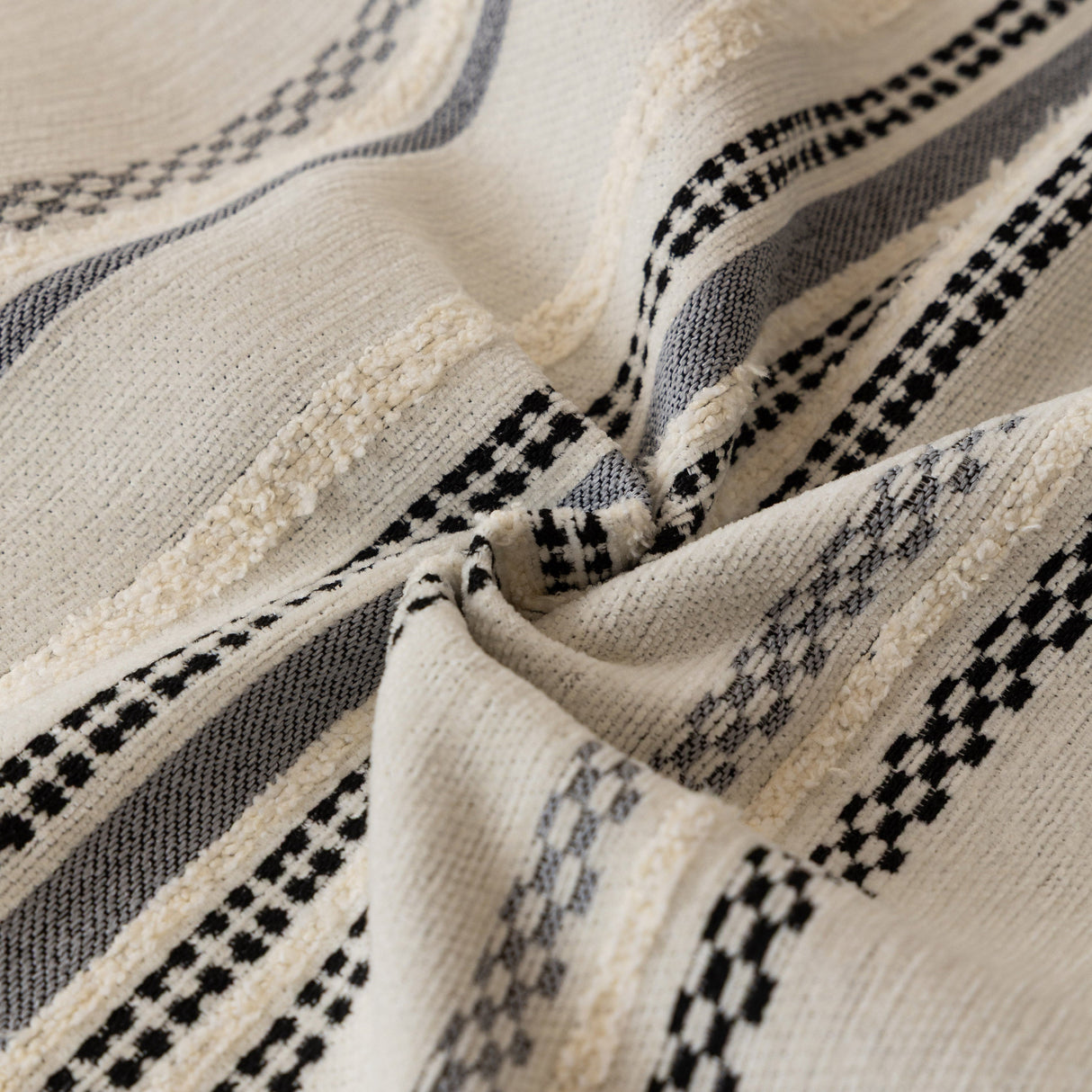 Boho Striped Couch Cover with Sheer Ruffle Skirt, Decorative Couch Throw Blanket