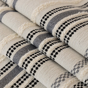 Boho Striped Couch Cover with Sheer Ruffle Skirt, Decorative Couch Throw Blanket