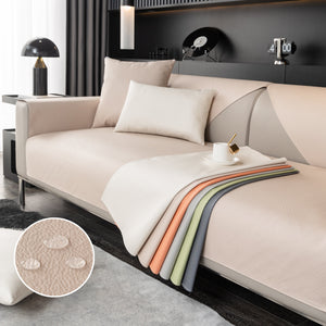 Waterproof Faux Leather Slipcover with Non-Slip Backing for Sofa, Pet Couch Protector for Living Room