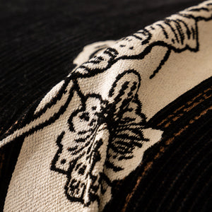 Jacquard Floral Band Sofa Cover with Tassels, Thick Textured Couch Throw Blanket