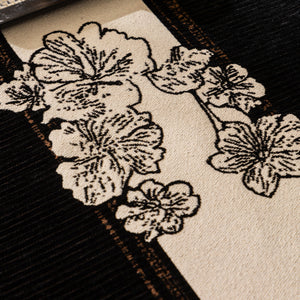 Jacquard Floral Band Sofa Cover with Tassels, Thick Textured Couch Throw Blanket