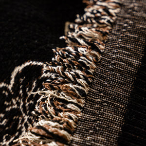 Jacquard Floral Band Sofa Cover with Tassels, Thick Textured Couch Throw Blanket