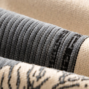 Jacquard Floral Band Sofa Cover with Tassels, Thick Textured Couch Throw Blanket