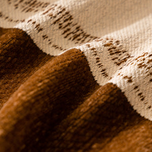 Jacquard Floral Band Sofa Cover with Tassels, Thick Textured Couch Throw Blanket