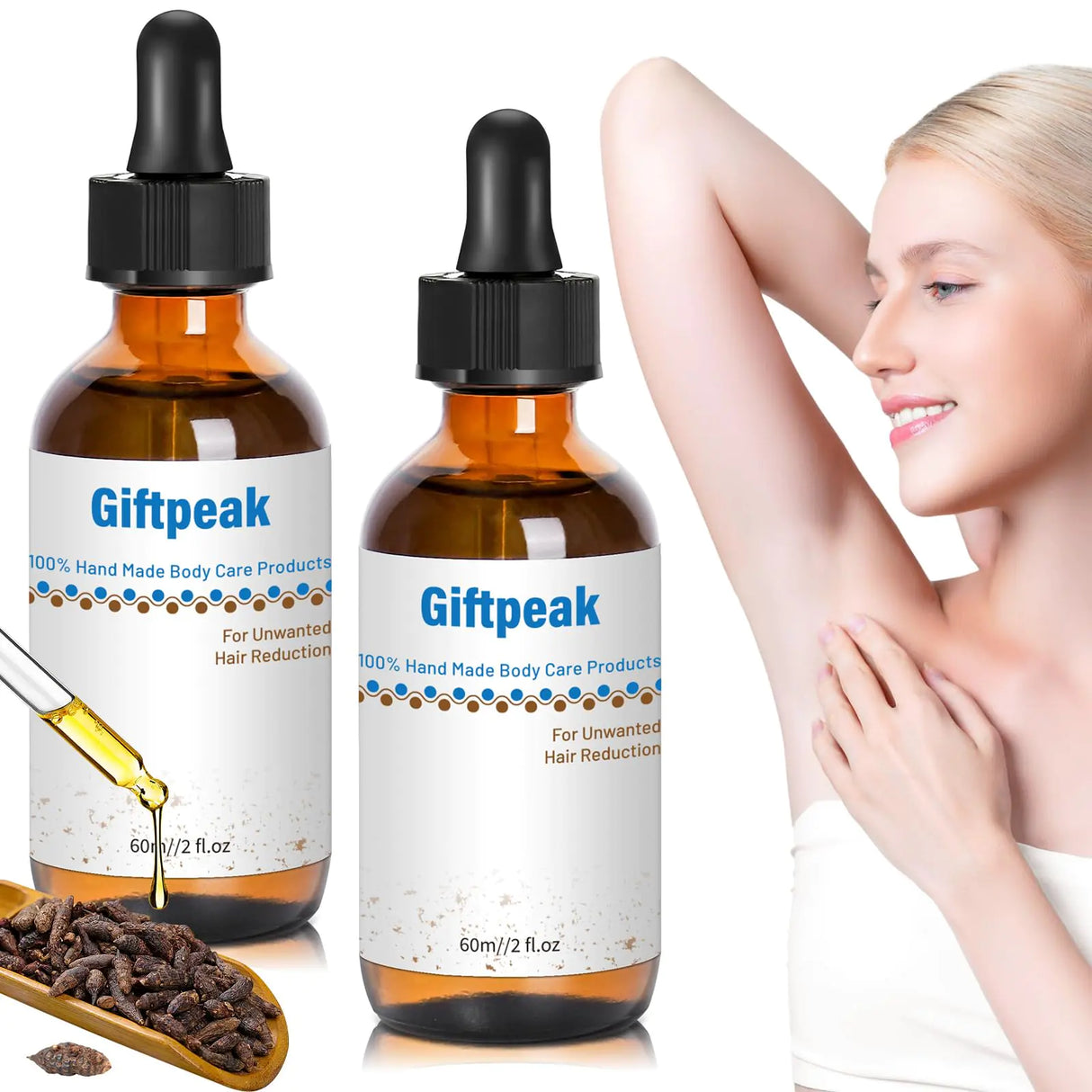 Cyperus Rotundus Cyperus Oil Natural Nut Grass Oil Cyperus Essential Oil for Reducing Body Hair Growth Smooth Skin Moisturizing & Soothing Ideal for All Skin Types(2Pcs*60ML)