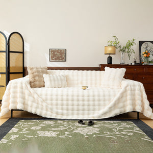 Thick Faux Fur Sofa Cover Fluffy Plush Warm Sofa Slipcover Furniture Protector for Couch Bed