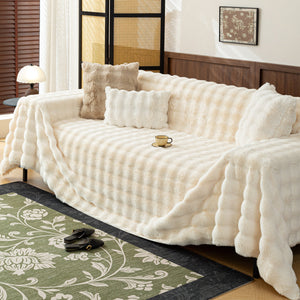 Thick Faux Fur Sofa Cover Fluffy Plush Warm Sofa Slipcover Furniture Protector for Couch Bed