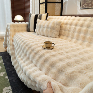 Thick Faux Fur Sofa Cover Fluffy Plush Warm Sofa Slipcover Furniture Protector for Couch Bed