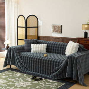 Thick Faux Fur Sofa Cover Fluffy Plush Warm Sofa Slipcover Furniture Protector for Couch Bed