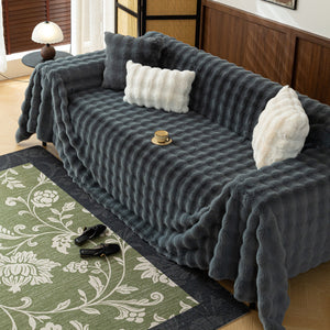 Thick Faux Fur Sofa Cover Fluffy Plush Warm Sofa Slipcover Furniture Protector for Couch Bed