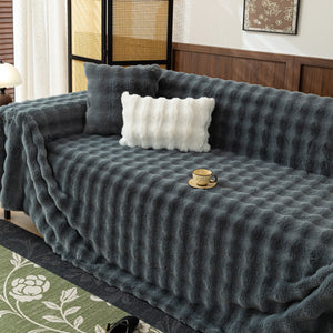 Thick Faux Fur Sofa Cover Fluffy Plush Warm Sofa Slipcover Furniture Protector for Couch Bed
