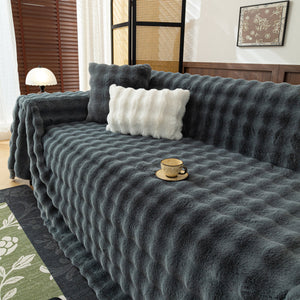 Thick Faux Fur Sofa Cover Fluffy Plush Warm Sofa Slipcover Furniture Protector for Couch Bed