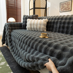 Thick Faux Fur Sofa Cover Fluffy Plush Warm Sofa Slipcover Furniture Protector for Couch Bed