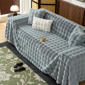Thick Faux Fur Sofa Cover Fluffy Plush Warm Sofa Slipcover Furniture Protector for Couch Bed