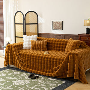 Thick Faux Fur Sofa Cover Fluffy Plush Warm Sofa Slipcover Furniture Protector for Couch Bed