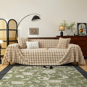 Thick Faux Fur Sofa Cover Fluffy Plush Warm Sofa Slipcover Furniture Protector for Couch Bed