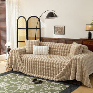 Thick Faux Fur Sofa Cover Fluffy Plush Warm Sofa Slipcover Furniture Protector for Couch Bed