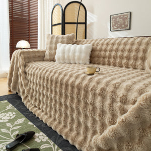 Thick Faux Fur Sofa Cover Fluffy Plush Warm Sofa Slipcover Furniture Protector for Couch Bed