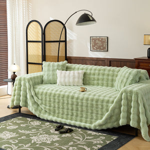 Thick Faux Fur Sofa Cover Fluffy Plush Warm Sofa Slipcover Furniture Protector for Couch Bed