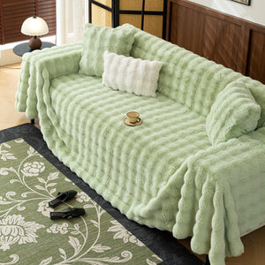 Thick Faux Fur Sofa Cover Fluffy Plush Warm Sofa Slipcover Furniture Protector for Couch Bed