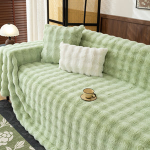 Thick Faux Fur Sofa Cover Fluffy Plush Warm Sofa Slipcover Furniture Protector for Couch Bed