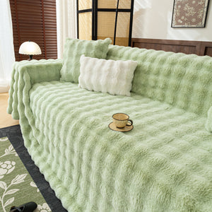 Thick Faux Fur Sofa Cover Fluffy Plush Warm Sofa Slipcover Furniture Protector for Couch Bed